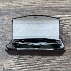 Gucci Hard Shell Glasses Eyeglasses Sunglasses only Case Faux Leather w/ Logo
